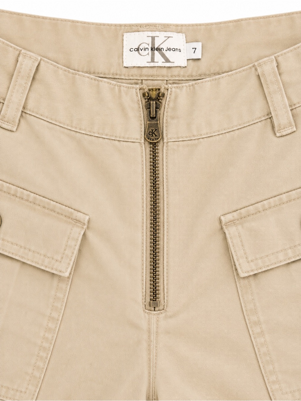 Vintage Y2K Calvin Klein Jeans Khaki Cargo Shorts Size 7 31” Waist - Picture 4 of 7